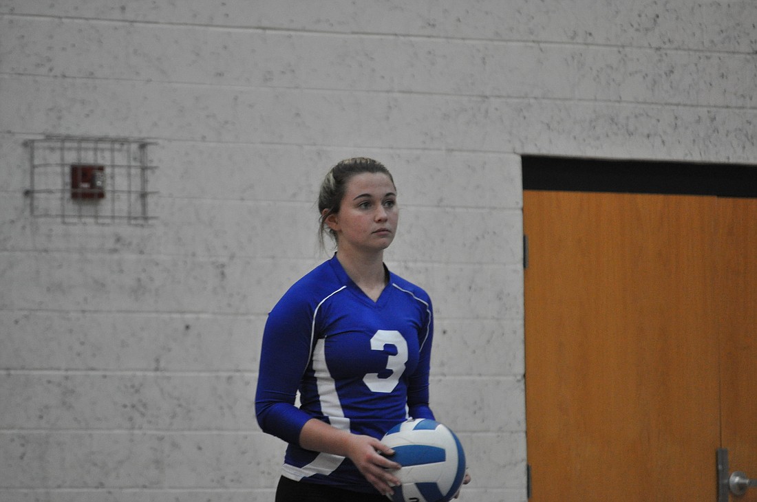 Matanzas' Rachel Kolodin readies for a serve during Game 1.