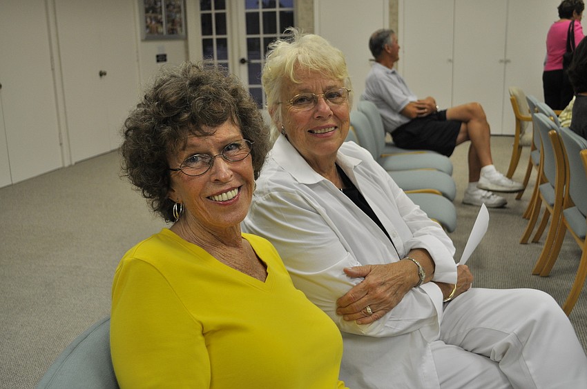 Hazel Steskal and Donna Godfrey catch up before the presentation.