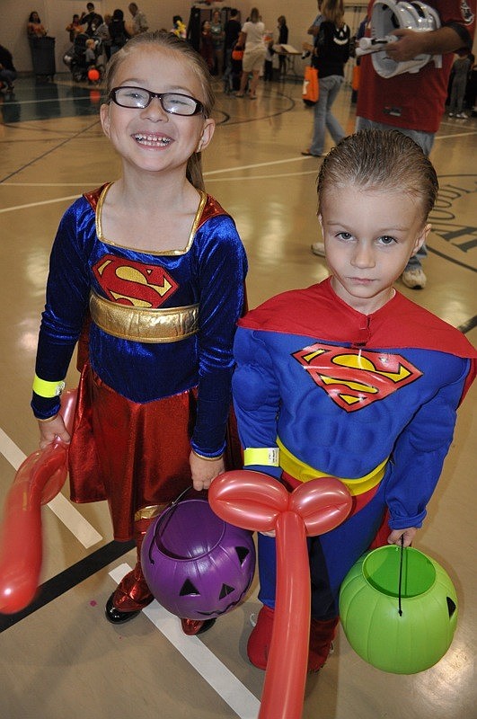 Julia Anderson, 6, and her brother Jacob, 4, shared a Superman theme.