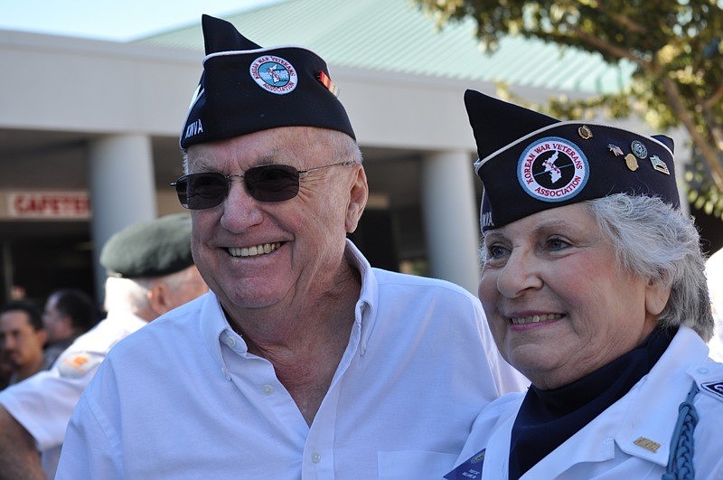 Carol Block and his wife Mary Ann Maus, both Korean War veterans, got first row seats for the ceremony.