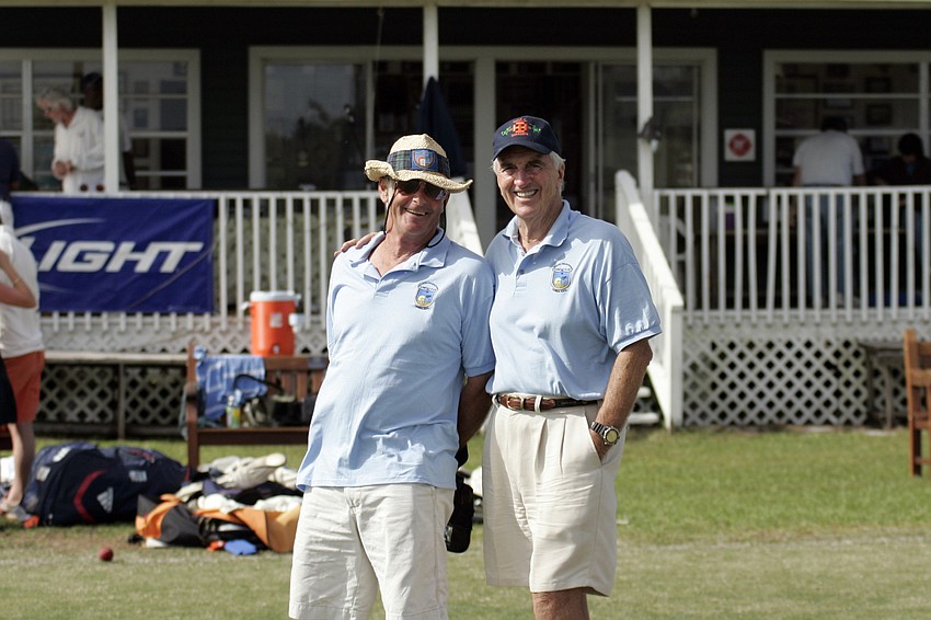 Philip Needs and Sarasota International Cricket Club president Laurence Parry enjoyed seeing everyone again at this yearâ€™s tournament.