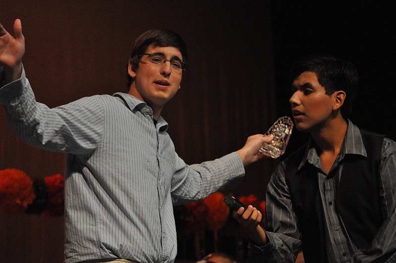 Local football star Tyler Tews, played by Nico Cianfarino, gets interviewed by reporter Juan Martinez.