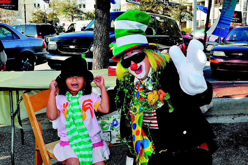 Rocelle Gordon and Willie the Clown goofed around in March at Shamrock Fest.