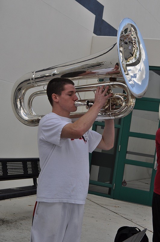 Thomas Armstrong and the rest of the tuba players got to practice outside.