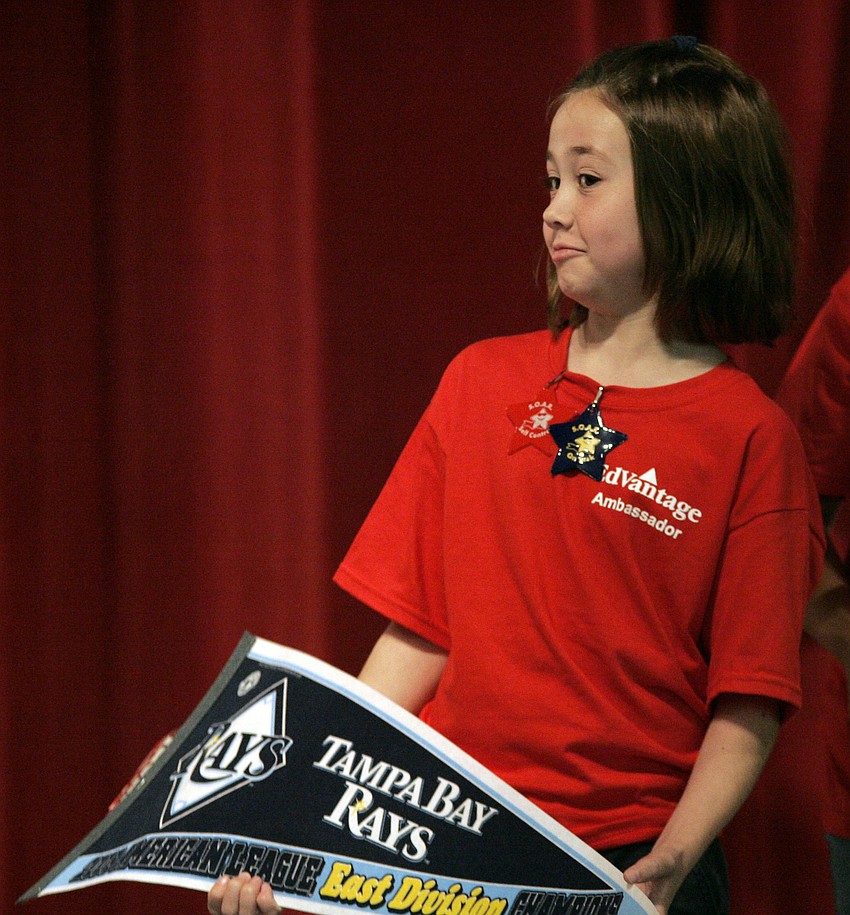 Brittany Dean, 11, won a free pizza for staying on task this quarter.