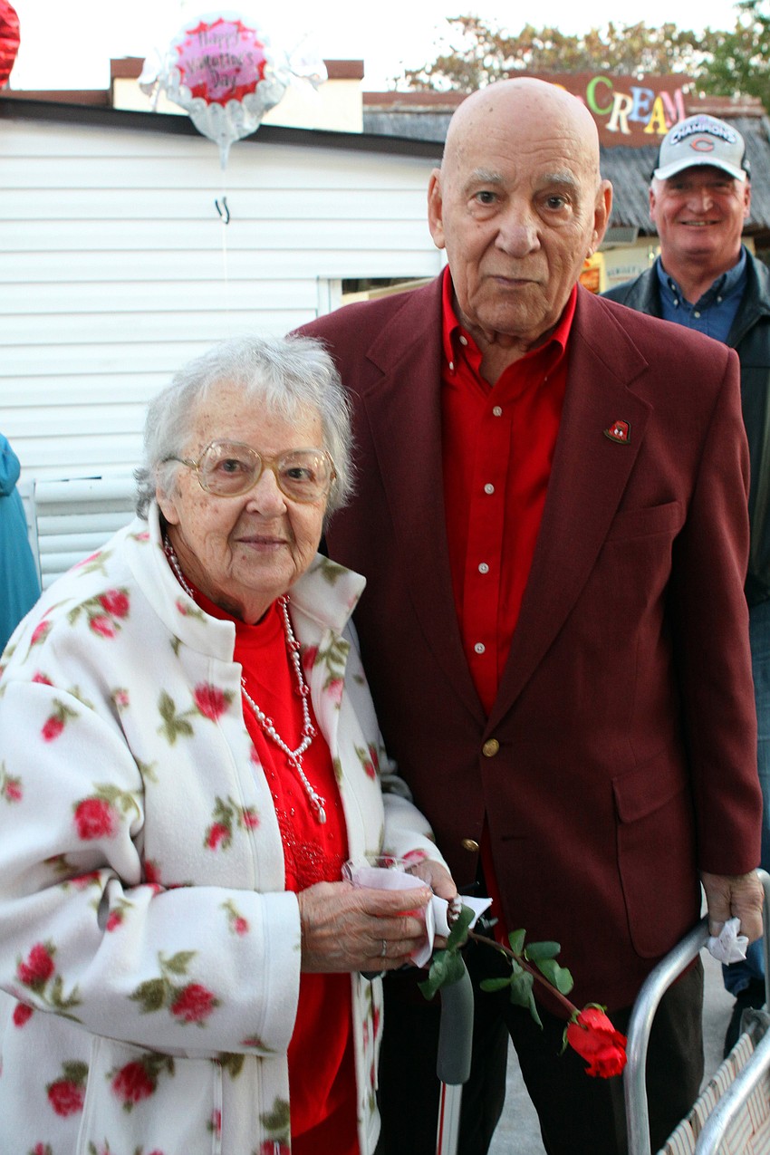 Anna Mae and Jim Duke enjoy some cupcakes and punch after the Say I Do, Again ceremony, Monday, Feb. 14 on Siesta Key Beach. The Duke's have been married for 68 years.