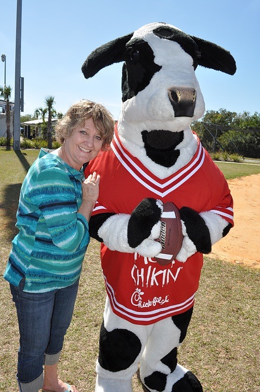 Rene Derocher made sure to get a picture with the Chic-fil-a cow.