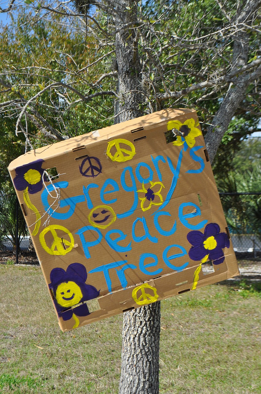 The school was decorated with '60s-style signs.