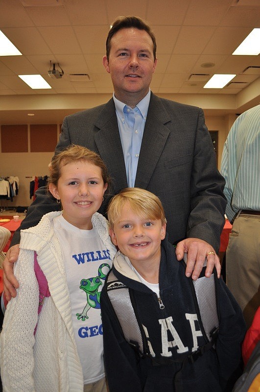 Brian Benson made sure to eat with his children, Olivia and Garrett, before heading in to work.