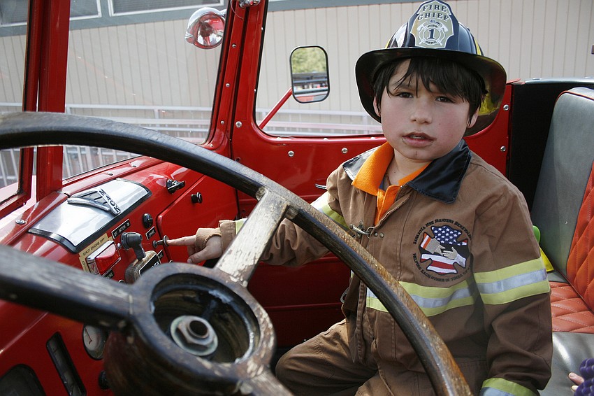 Nicholas Lopez, 6, loved the vintage fire engine.