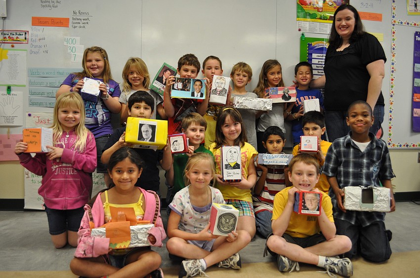 Carrie Ling's class shared with other students their research on U.S. presidents.