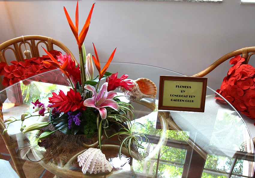 Flowers in the dining area of the Pressly home were provided by the Longboat Key Garden Club on Saturday, March 5 for the Home and Garden Tour.