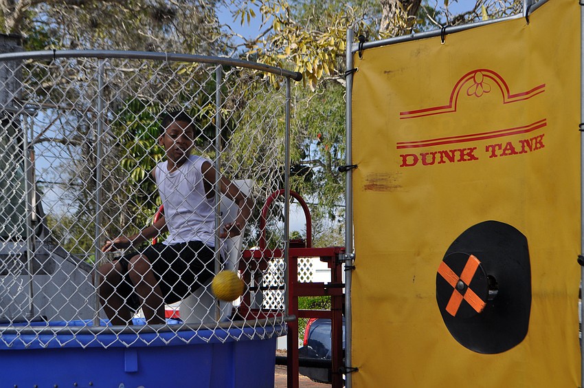 The View basketball player Anthony Bryant is about to get soaked in the dunk tank.