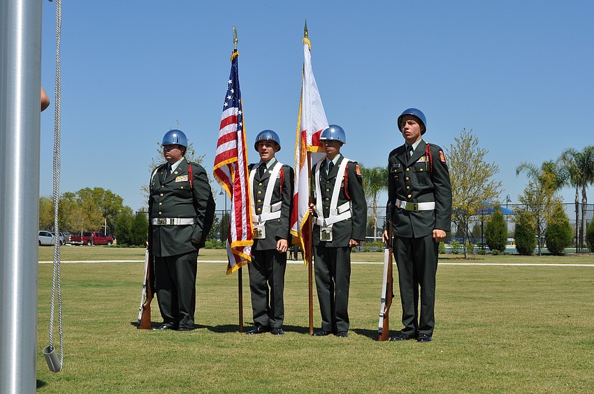 Lakewood Ranch High School JROTC cadets Sean Wickman, Dash Bohley, Ronald Seaman and Eric Hartley presented colors.