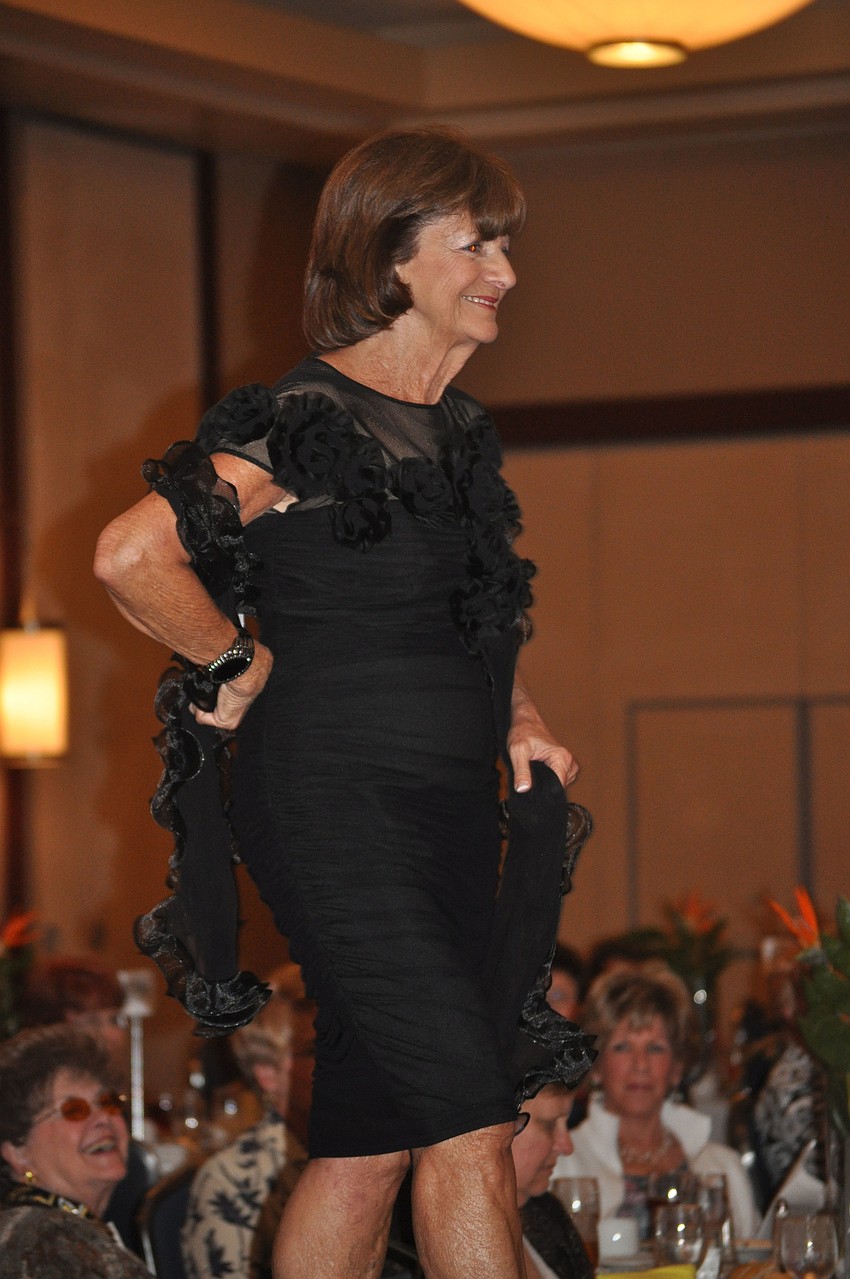 Shirley Cuozzo models a little black dress.
