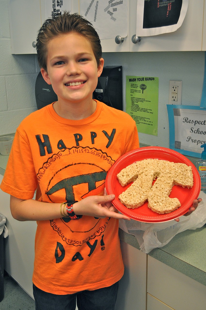 Jacob Smith baked a Rice Krispies Treats pi symbol.