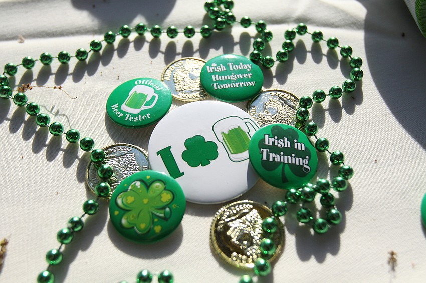 Irish pins, beads and coins were part of the decorations at Longboat Key Club's St. Patrick's Day Party.
