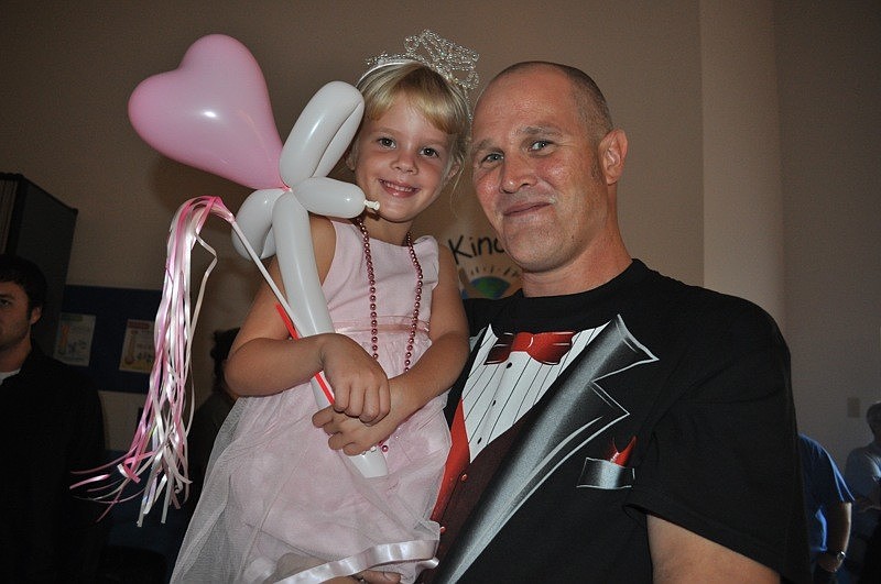 Chloe Coogan, 5, had got a ride from her dad, Skip.