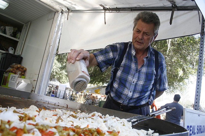 Don Philips has been serving grilled steak sandwiches for nine years.