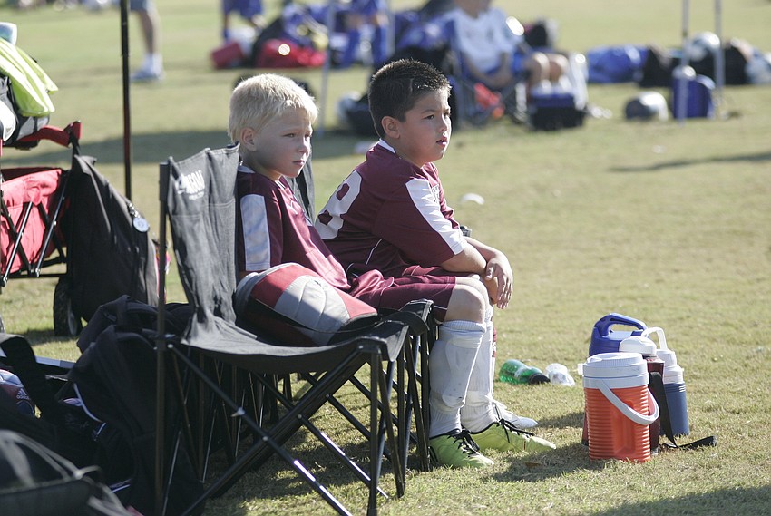 Nicholas Proshka and Kai Fredericks were the first ones to cheer on the rest of their U9 teammates.
