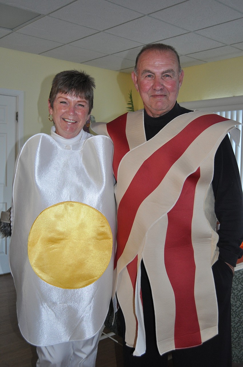 Pat and Bernie Clifford as eggs and bacon.