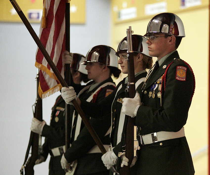 The Lakewood Ranch High JROTC Color Guard presented the colors at the beginning of the ceremony.