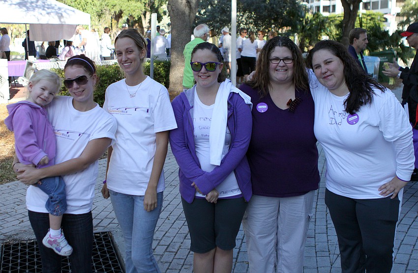 Payton Knox, Jeanie Know, Trista Bernath, Kayla Kahn, Alisa Richert and Krystal Kahn walked in memory of Michael Kahn, father of Kayla and Krystal.