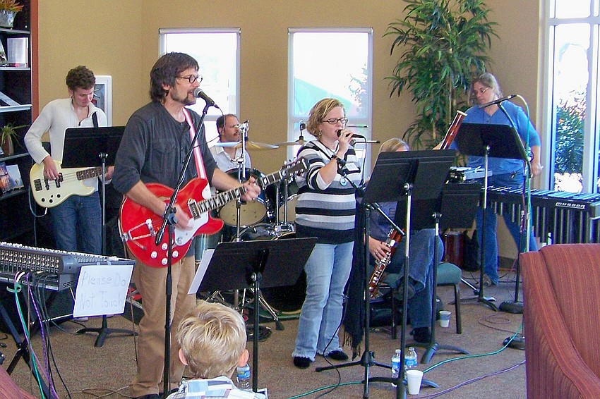 Members of Cornerstone's worship team performed at the celebration. Photo by Doug Paulin.