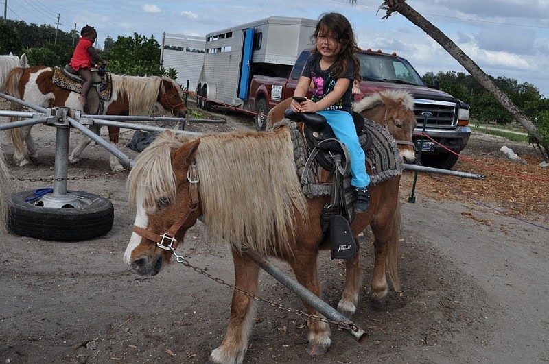 Casey Eman, 3, rode the pony with ease.