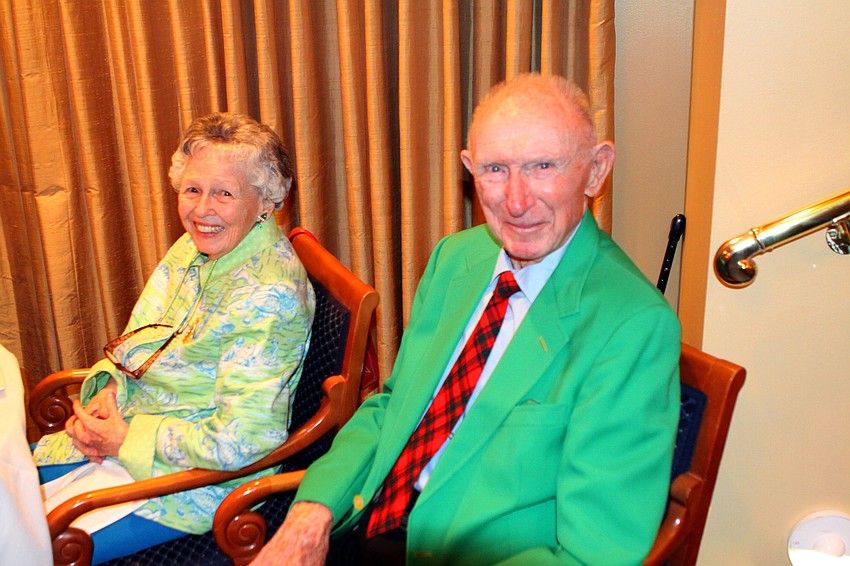 Alice and Ed Price enjoy themselves at the Bird Key Yacht Clubâ€™s Lighting of the Fleet evening.