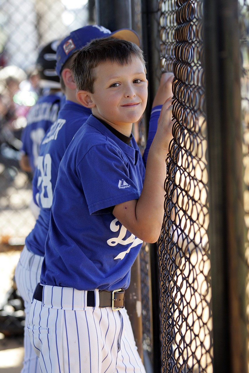 Shortstop Ben Dunn cheered on his Dodgers teammates throughout the game.