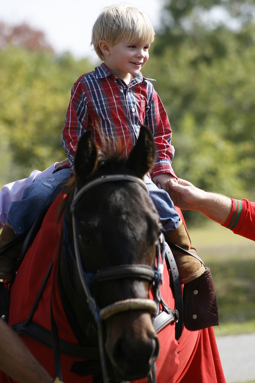 Hayden Hornback, 4, was brave enough to take a ride on this horse.