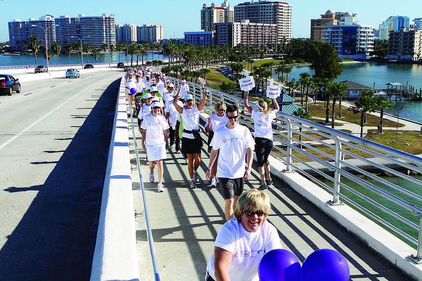 The more than 170 participants in the Pancreatic Cancer Awareness Foundation's sixth annual Sarasota Walk made their way across the John Ringling Bridge in November.
