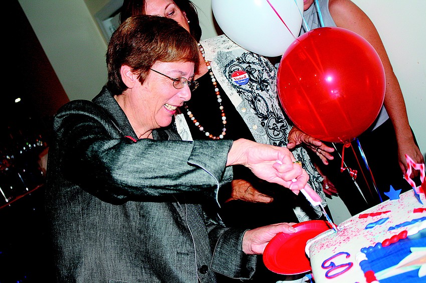 County Commissioner Nora Patterson celebrates her primary election win in August.