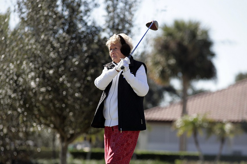 Vivian Legeay made sure to bundle up before heading out onto the course.