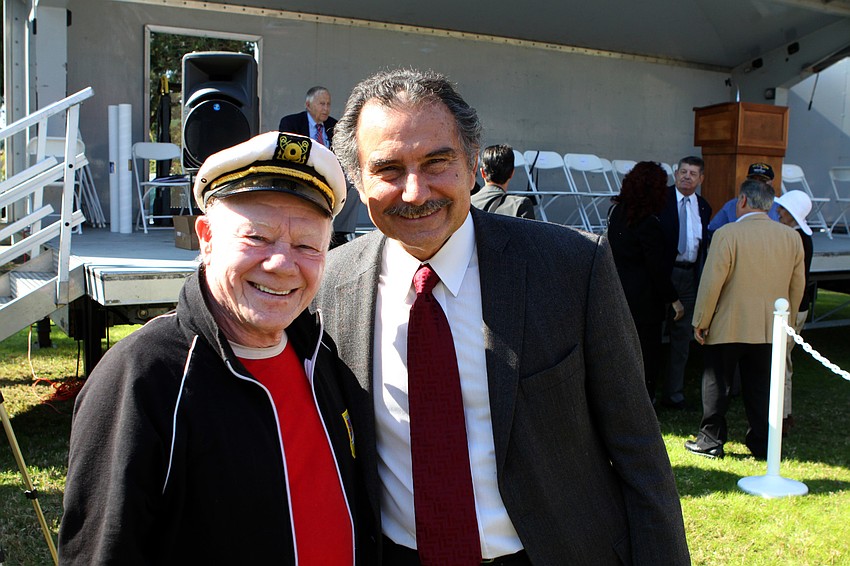 Past inductees Tony Scale, King of the High-wire, and Tino Wallenda, tight rope walker, pose together prior to the induction ceremony.