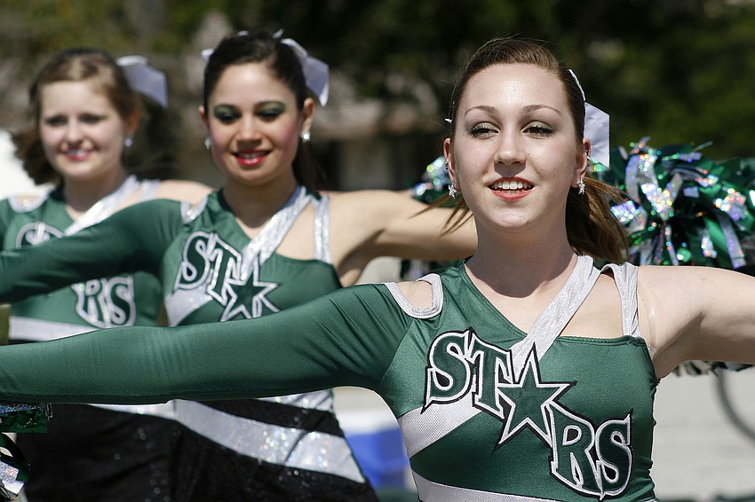 Silver Stars co-captain Rachel Alterisio, right, helped lead the team through several routines.