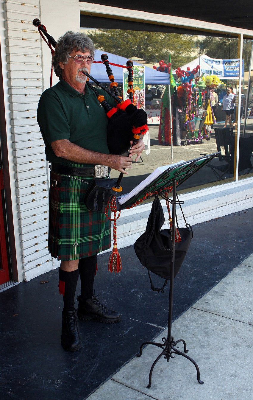 Bob Fair, of the Jacobites Pipe and Drum Band, plays solo on Saturday, March 12 at the Sham Rock Festival on Hillview.