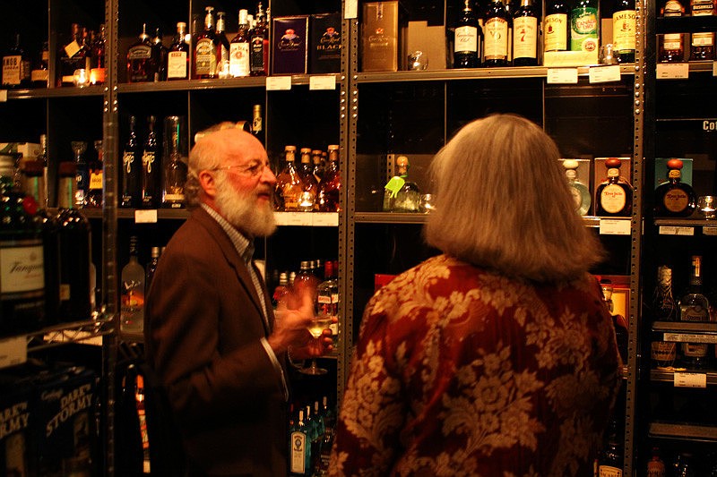 John and Colette Bancroft browse the rum section.