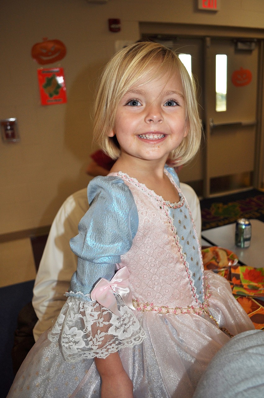 Collier Moser, 3, dressed like a princess for the occasion.