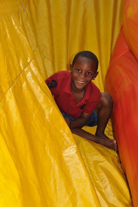Jayson Evans, 5, had a blast on the slide.