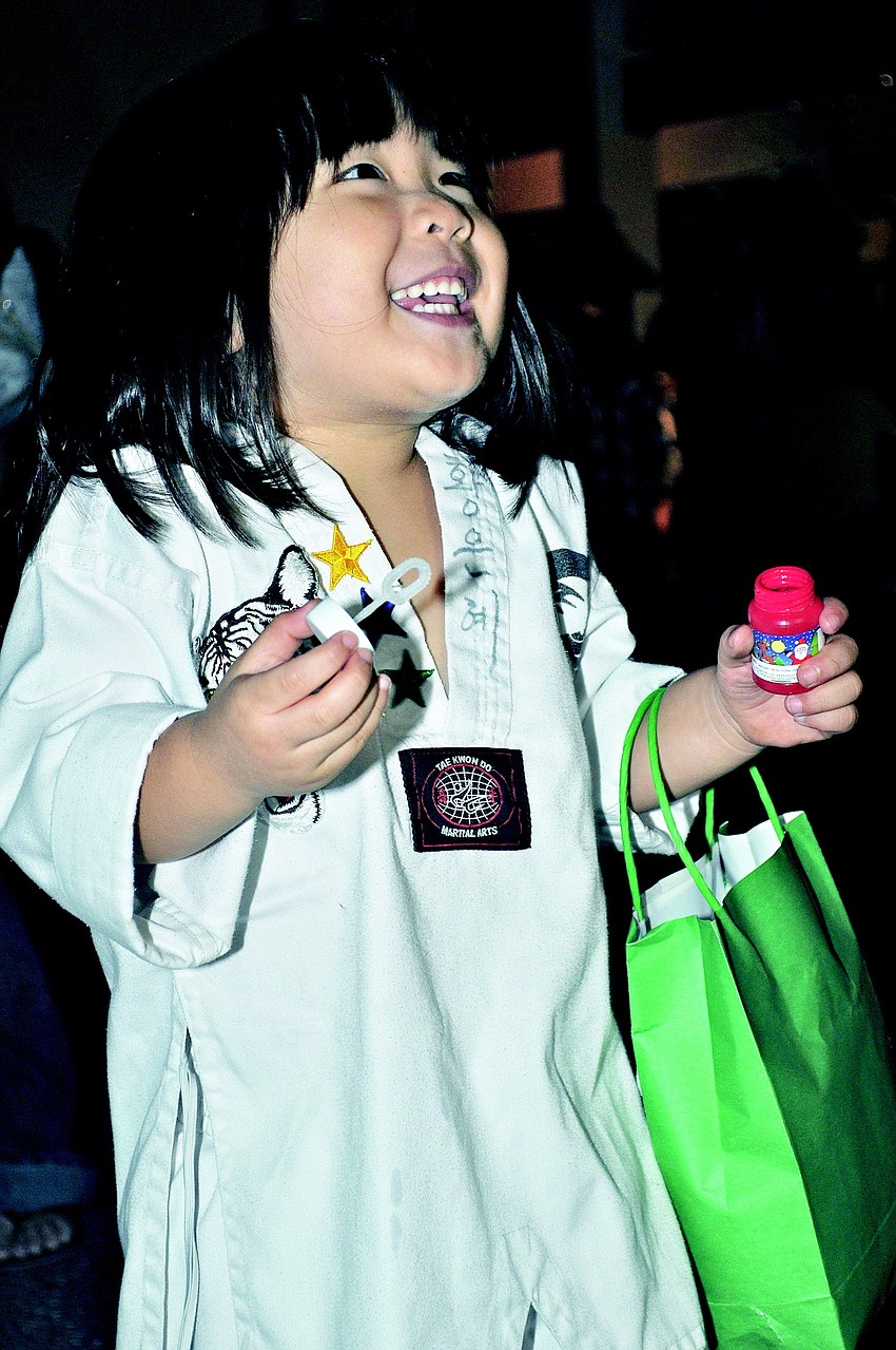 Jasmyn Hwang loved blowing bubbles in November at the 