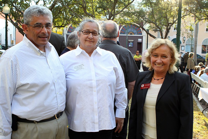 Bob Bartolotta, Virginia Hoffman and Darlene Sparks at the Intersections Kickoff Celebration on Thursday, Jan. 20.