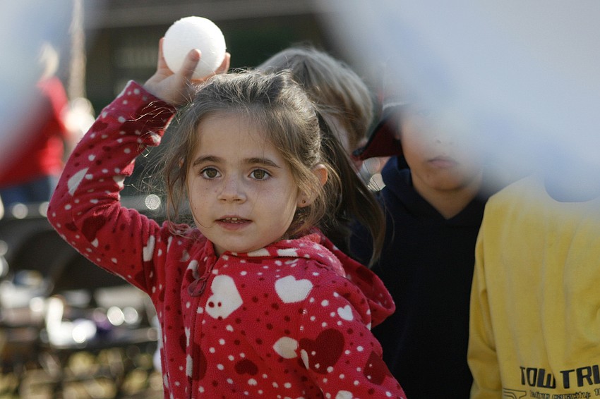 Ava Boot-Hamdford, 5, perfected her snowball-throwing skills at this year's celebration.
