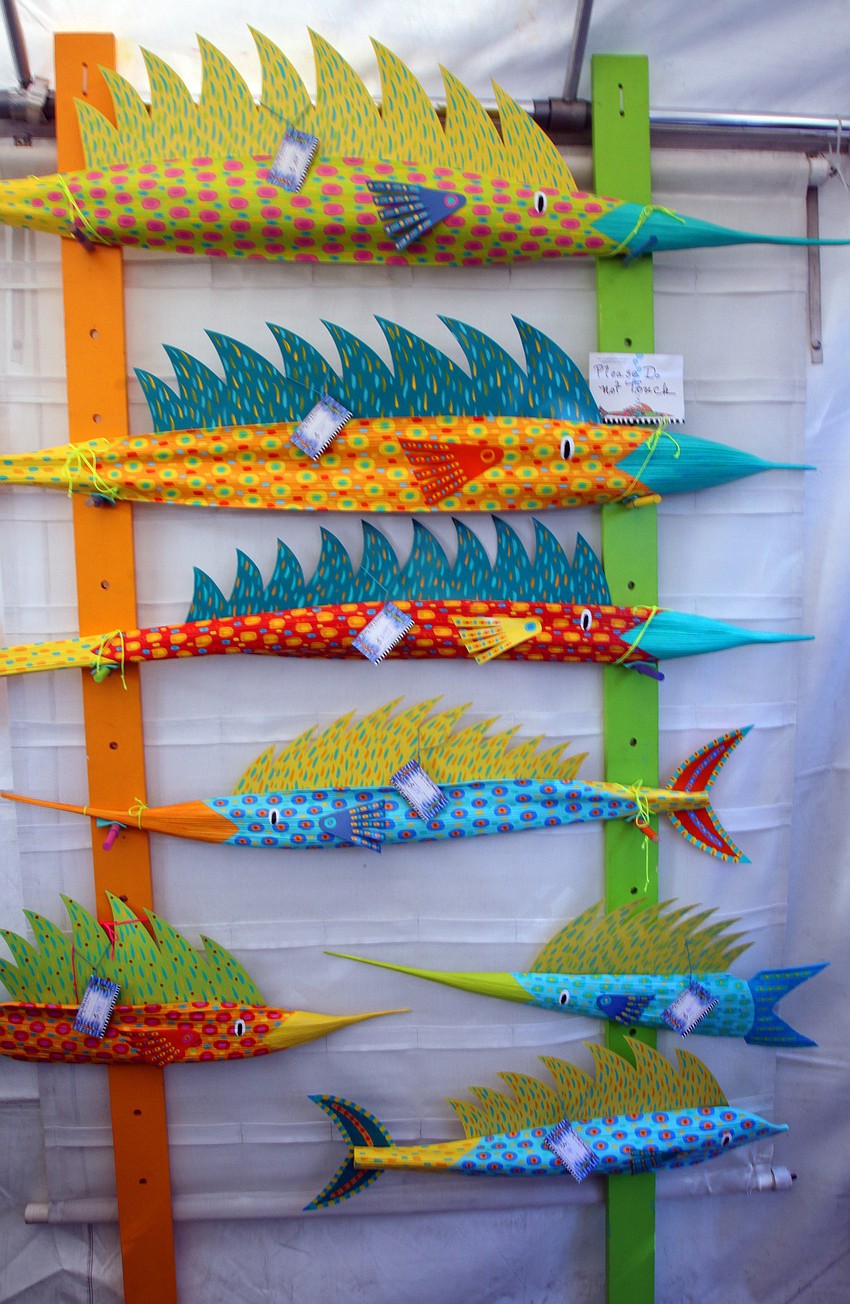 Some of Urla Buckwald's colorful creations from her company Funky Fish & Friends were quite a hit on Saturday, Jan. 29 at St. Armand's Art Fair.