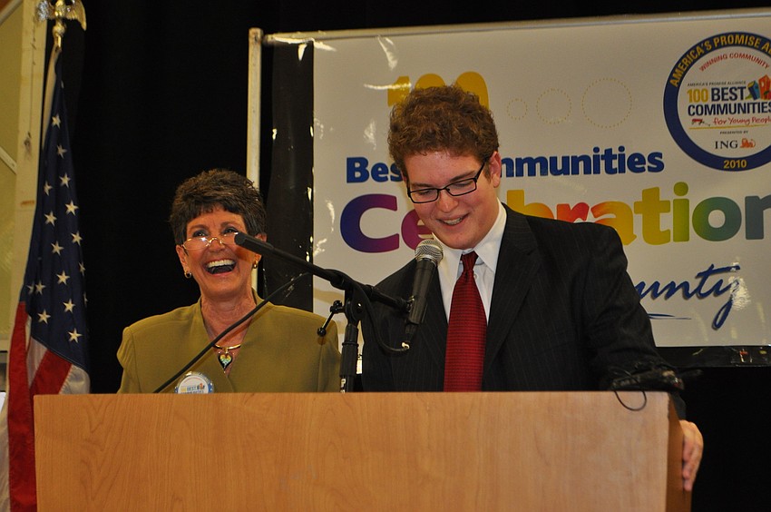 Former Sarasota County Commisioner Shannon Staub and Riverview High School Senior Jon Sams were the masters of ceremony.