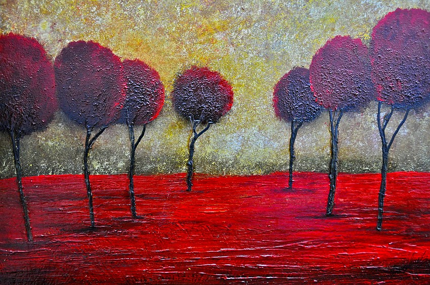 A colorful painting by Stephen Bauldauf