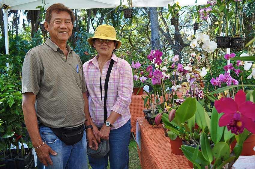 Bob and Connie Sureephong set up a beautiful orchid display.