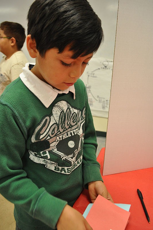 Aden Palacio, 8, followed all the voting instructions.