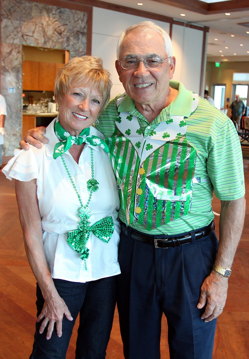 Margit and Dick Gravino wore tons of green at Sarasota Yacht Club's St. Patrick's Day dinner.